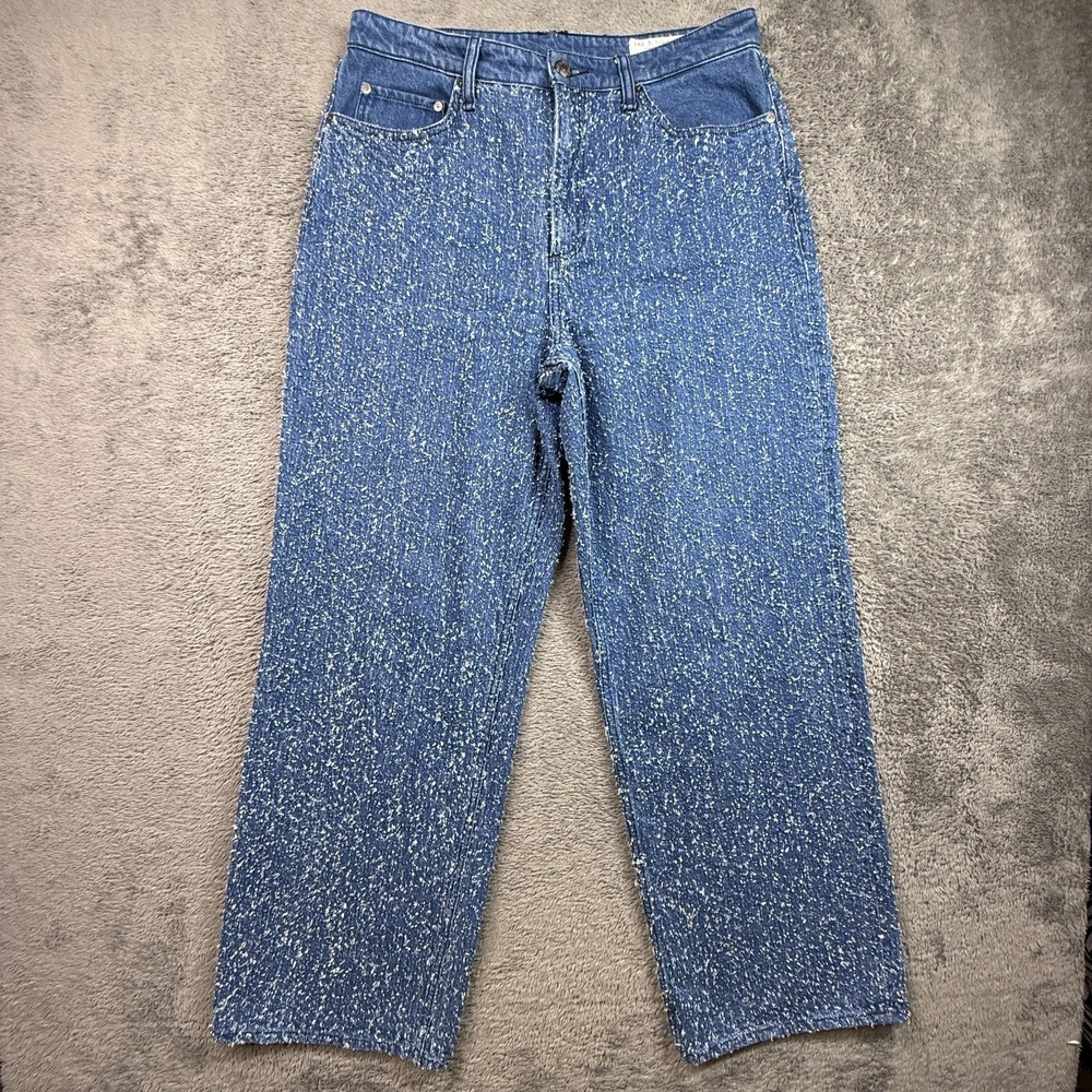 Rag & Bone New York Logan Tweed Denim Jeans Midtweed Wide Leg Womens 32x31